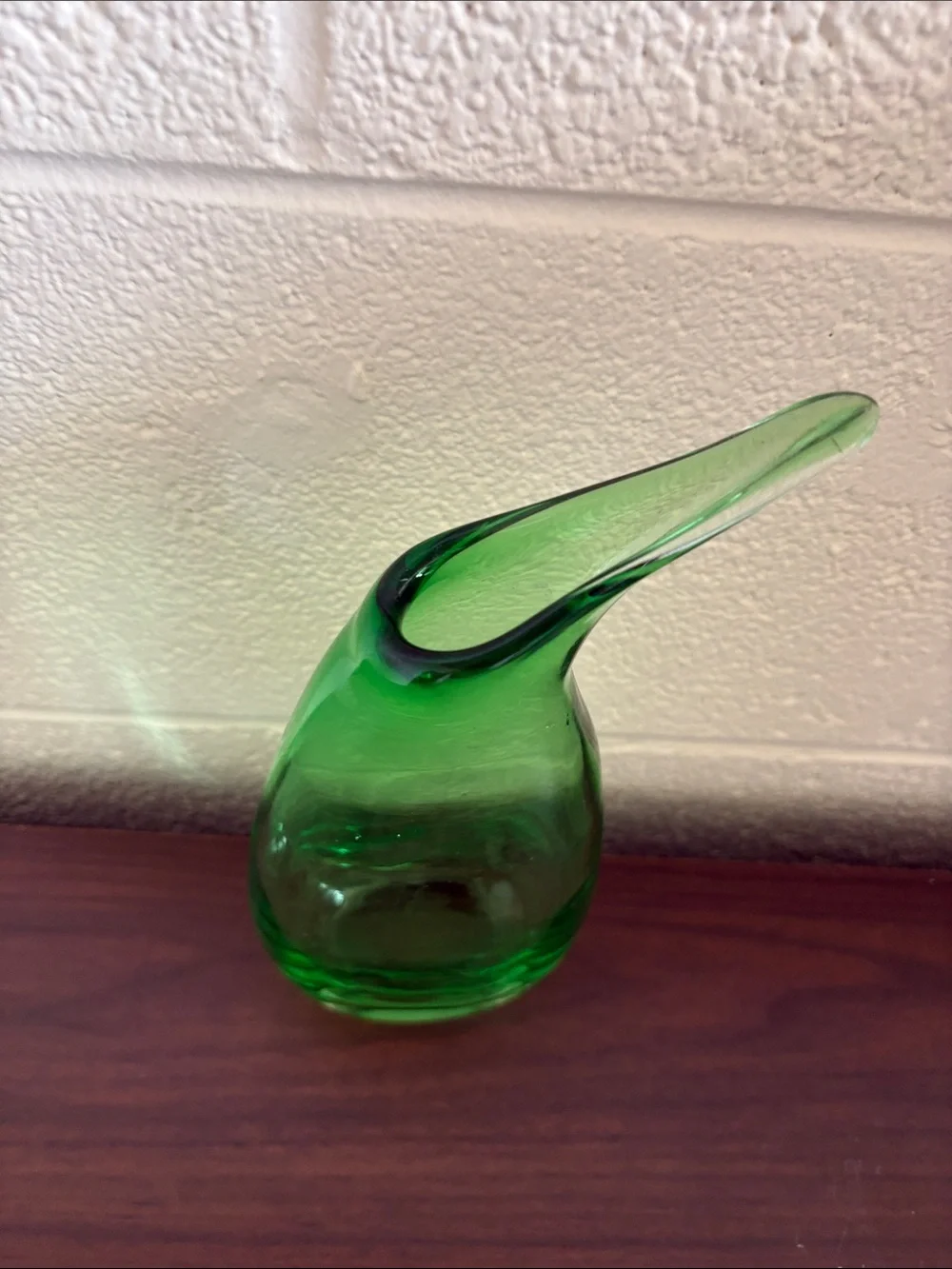 Green Handblown Glass Decorative Vase - Sleek Modern Accent